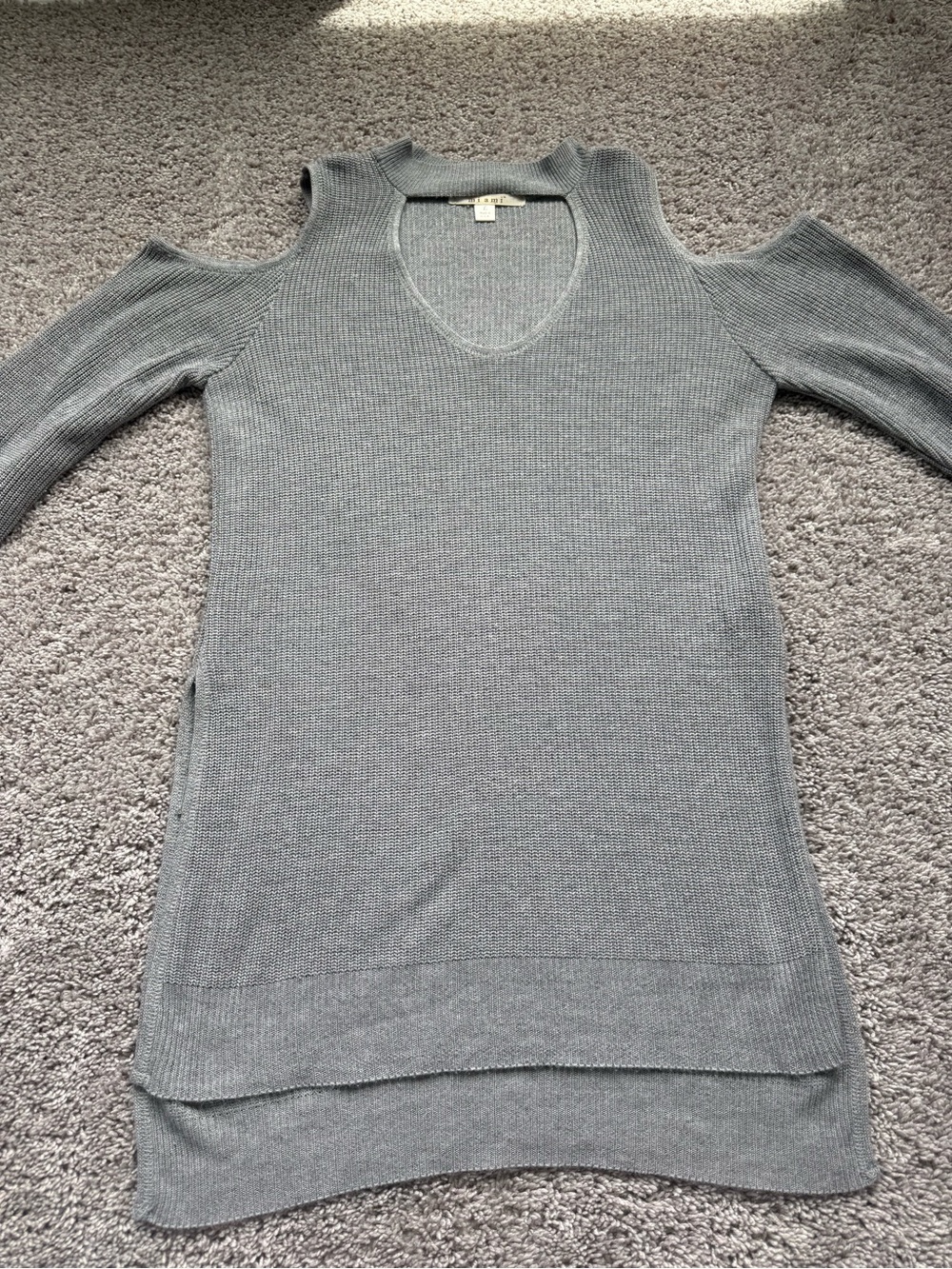 Cold-Shoulder Ribbed Knit Sweater